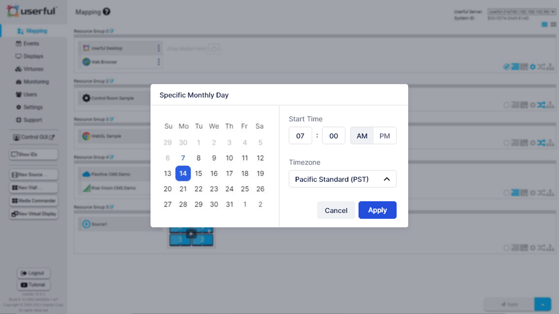 Beispiel einer Kalender-Benutzeroberfläche zur Planung von Besprechungen